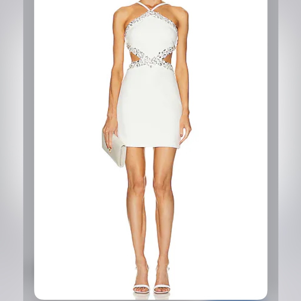 PatBO Revolve Hand-Beaded Halter-Neck Mini Dress Size 4 NWT